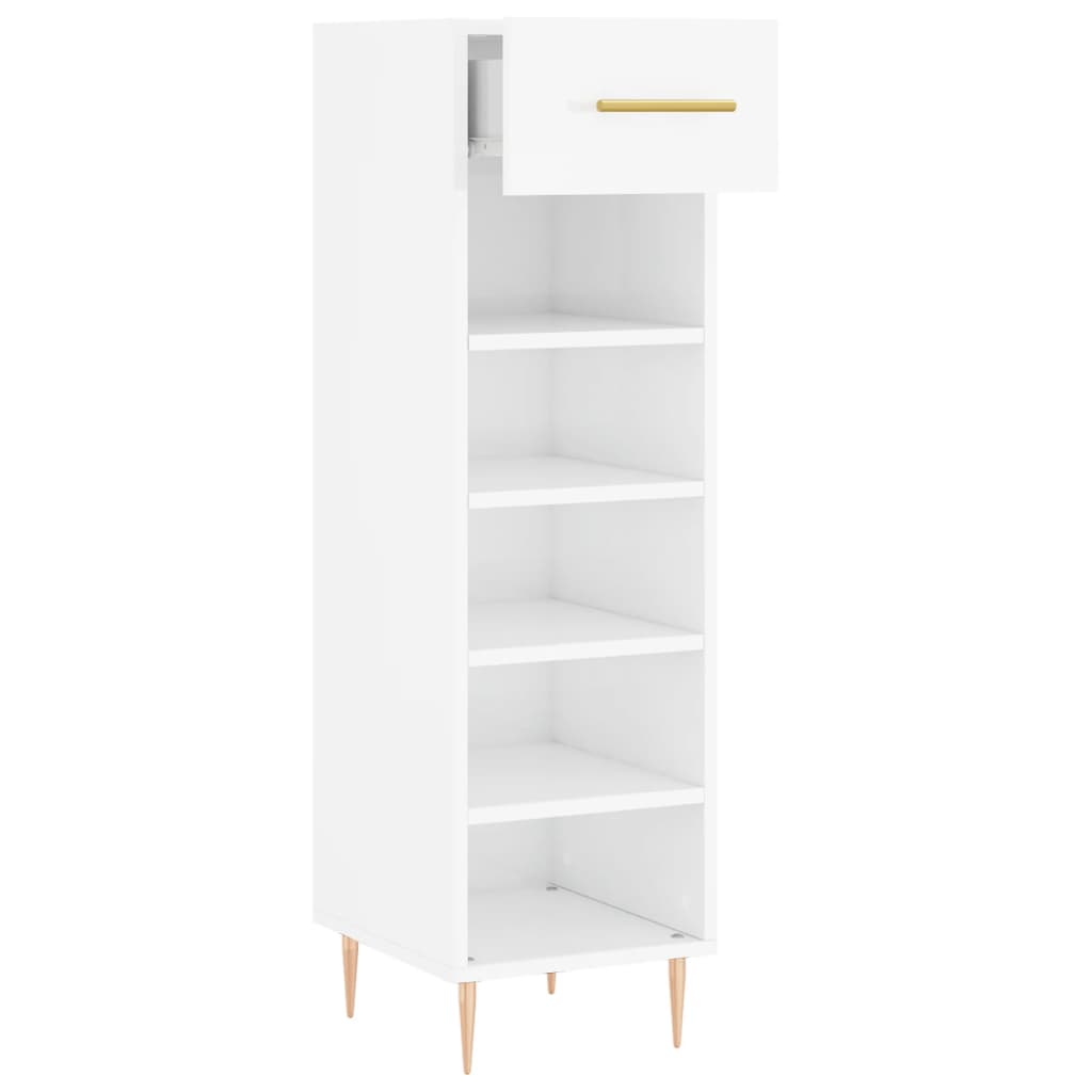 vidaXL Pantofar, alb extralucios, 30x35x105 cm, lemn prelucrat