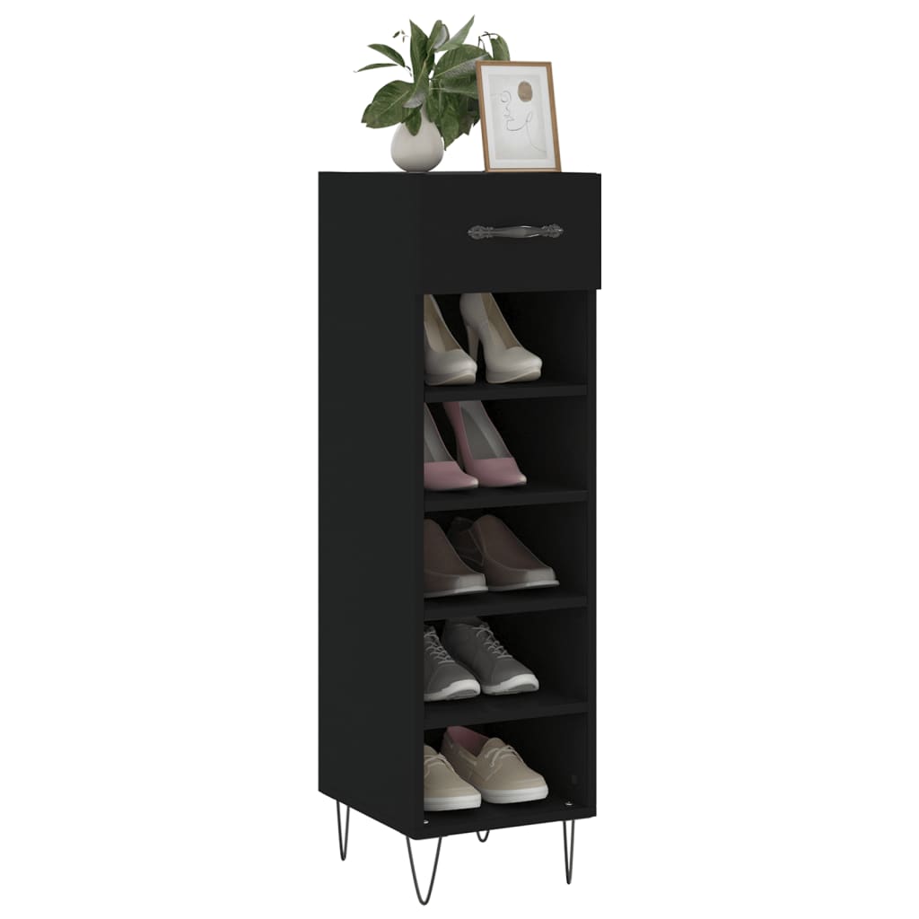 vidaXL Pantofar, negru, 30x35x105 cm, lemn compozit vidaXL Pantofar, negru, 30x35x105 cm, lemn compozit