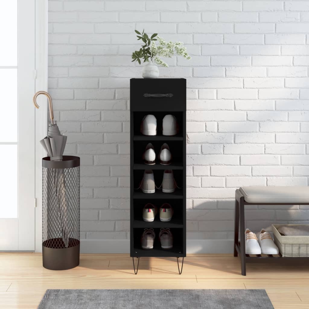 vidaXL Pantofar, negru, 30x35x105 cm, lemn compozit vidaXL Pantofar, negru, 30x35x105 cm, lemn compozit