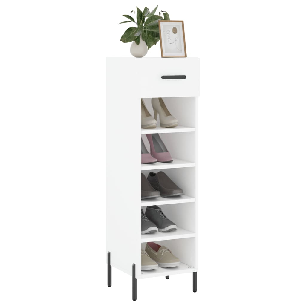 vidaXL Pantofar, alb, 30x35x105 cm, lemn compozit