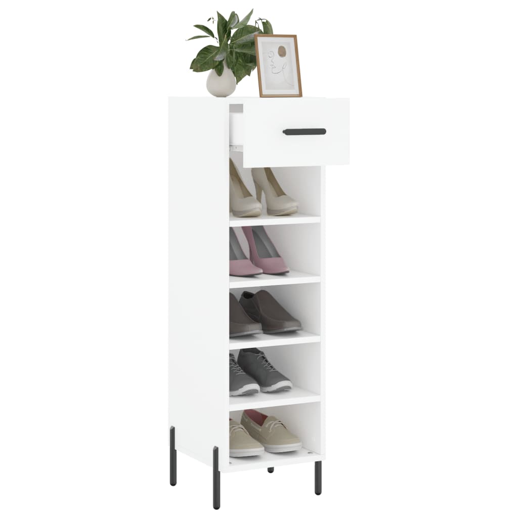 vidaXL Pantofar, alb, 30x35x105 cm, lemn compozit