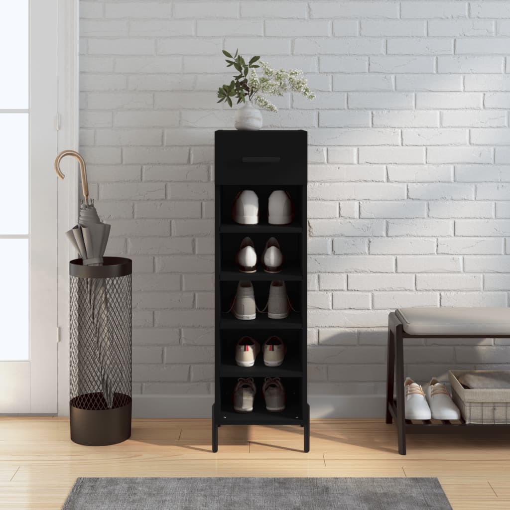 vidaXL Pantofar, negru, 30x35x105 cm, lemn compozit vidaXL Pantofar, negru, 30x35x105 cm, lemn compozit