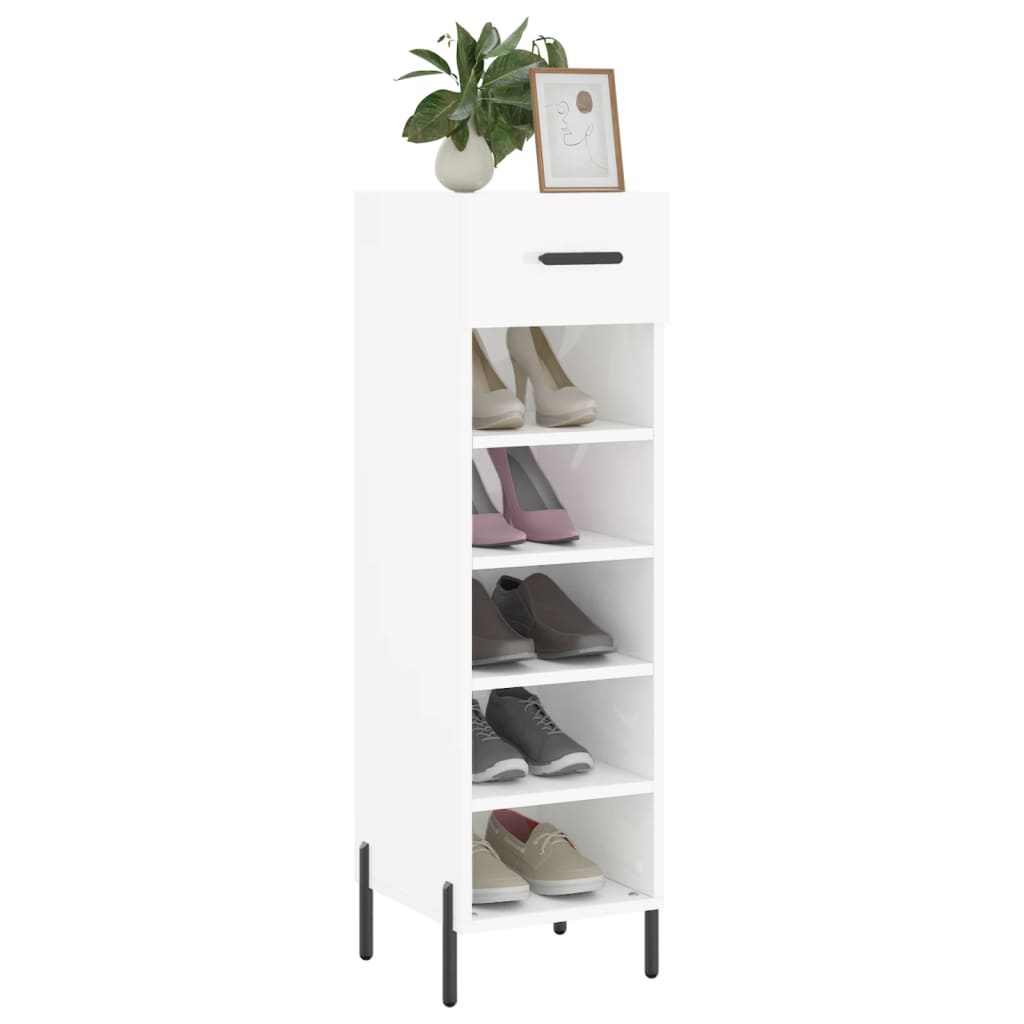 vidaXL Pantofar, alb extralucios, 30x35x105 cm, lemn prelucrat vidaXL Pantofar, alb extralucios, 30x35x105 cm, lemn prelucrat