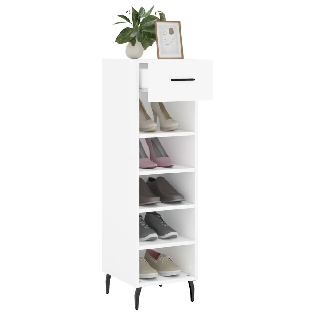 vidaXL Pantofar, alb, 30x35x105 cm, lemn compozit vidaXL Pantofar, alb, 30x35x105 cm, lemn compozit