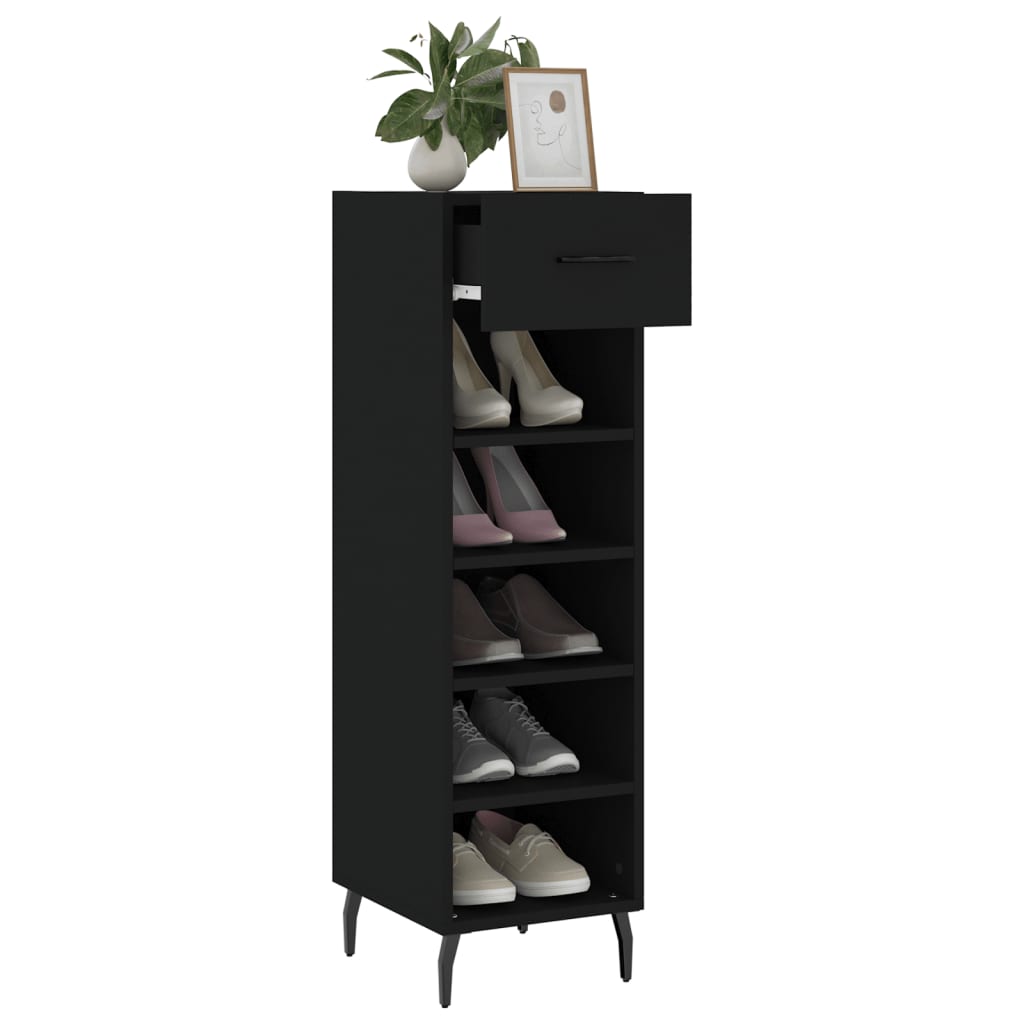 vidaXL Pantofar, negru, 30x35x105 cm, lemn compozit vidaXL Pantofar, negru, 30x35x105 cm, lemn compozit