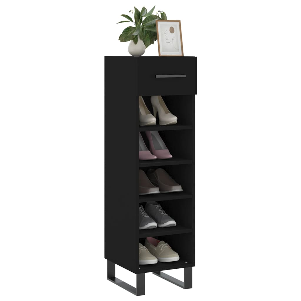 vidaXL Pantofar, negru, 30x35x105 cm, lemn compozit vidaXL Pantofar, negru, 30x35x105 cm, lemn compozit