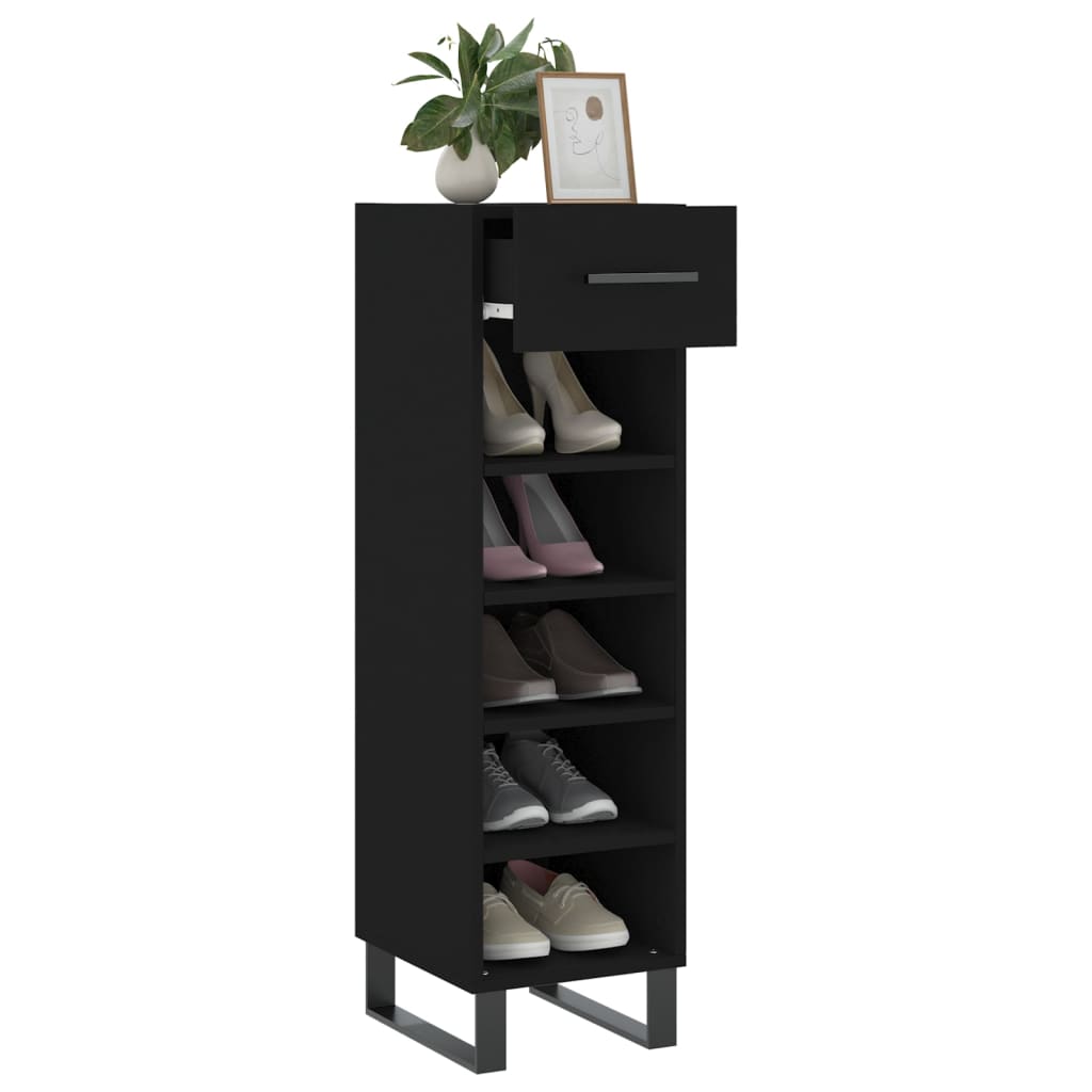 vidaXL Pantofar, negru, 30x35x105 cm, lemn compozit vidaXL Pantofar, negru, 30x35x105 cm, lemn compozit