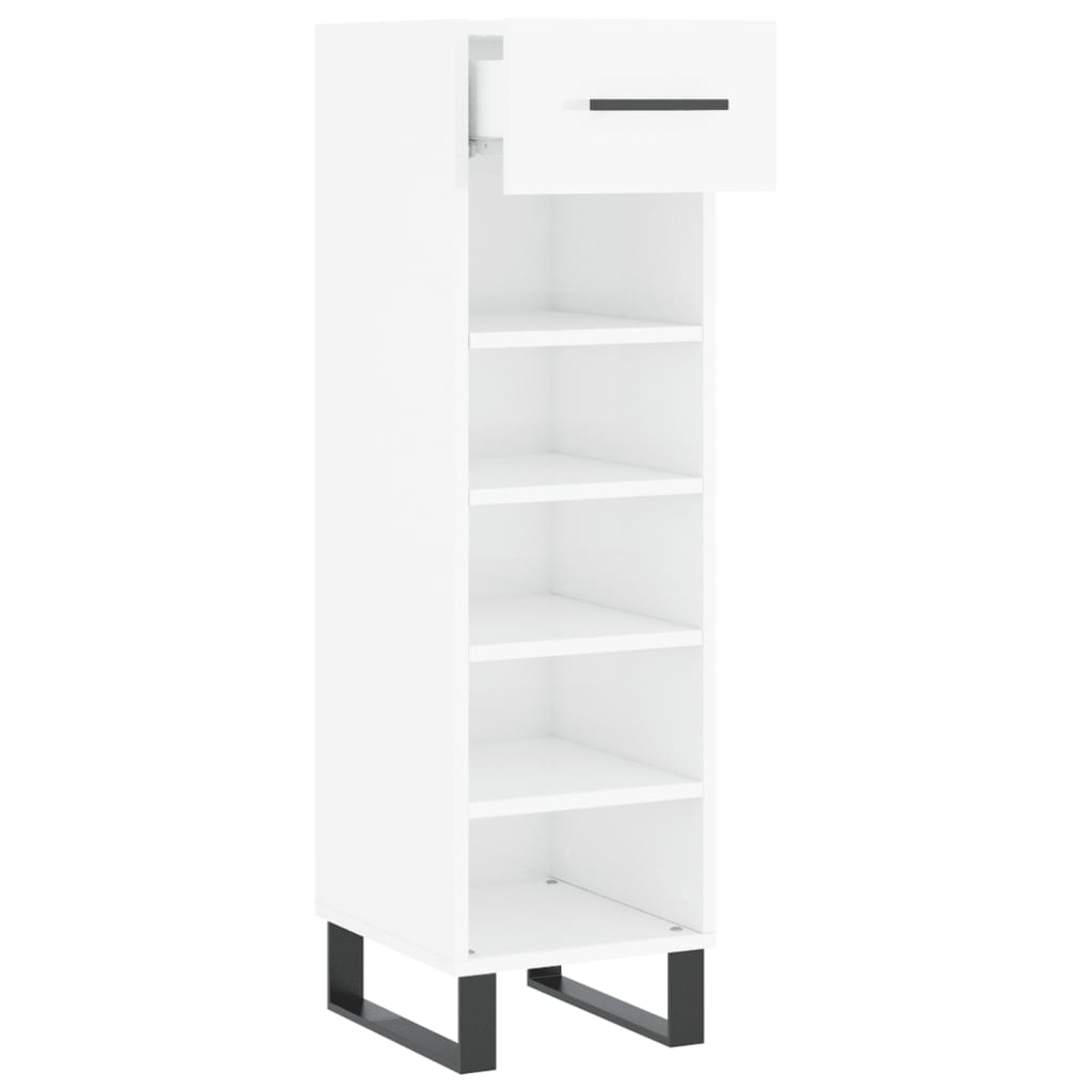 vidaXL Pantofar, alb extralucios, 30x35x105 cm, lemn prelucrat