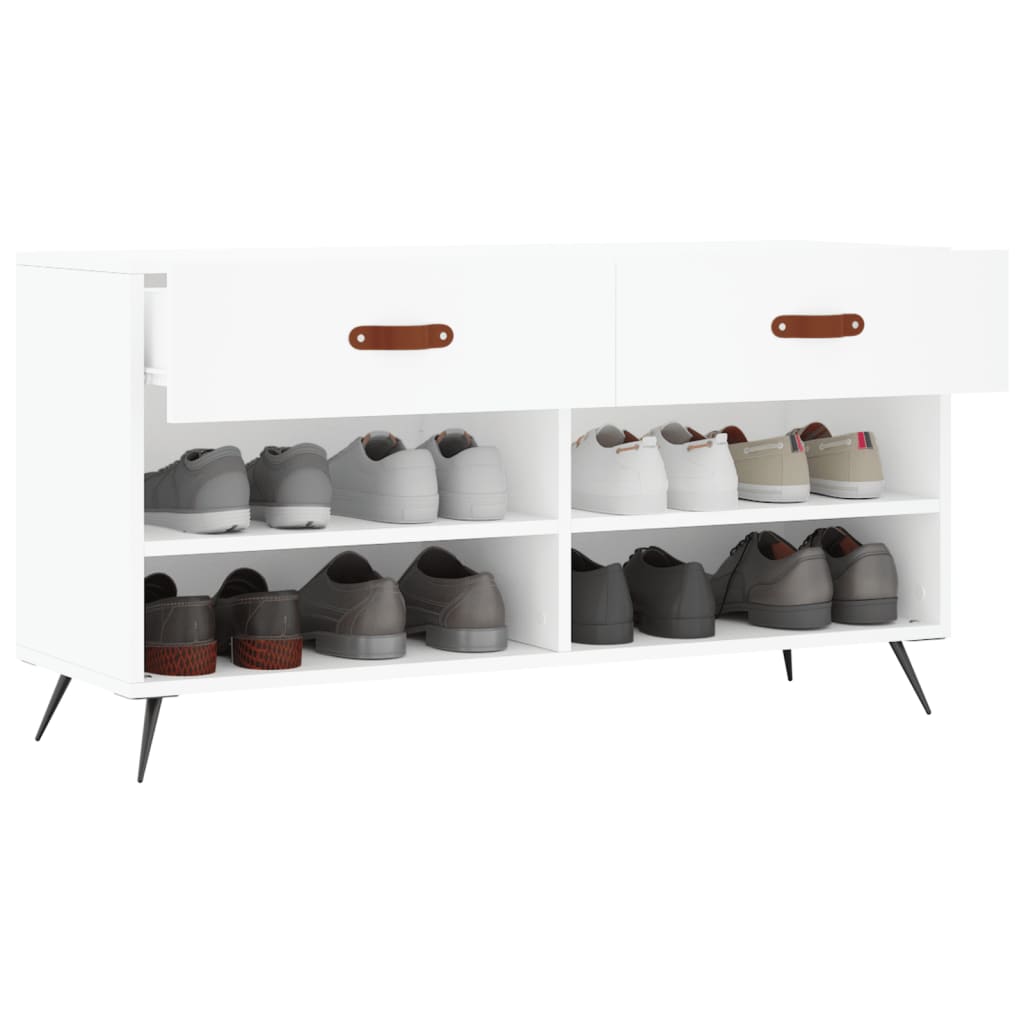 vidaXL Bancă de pantofi, alb, 102x35x55 cm, lemn prelucrat vidaXL Bancă de pantofi, alb, 102x35x55 cm, lemn prelucrat