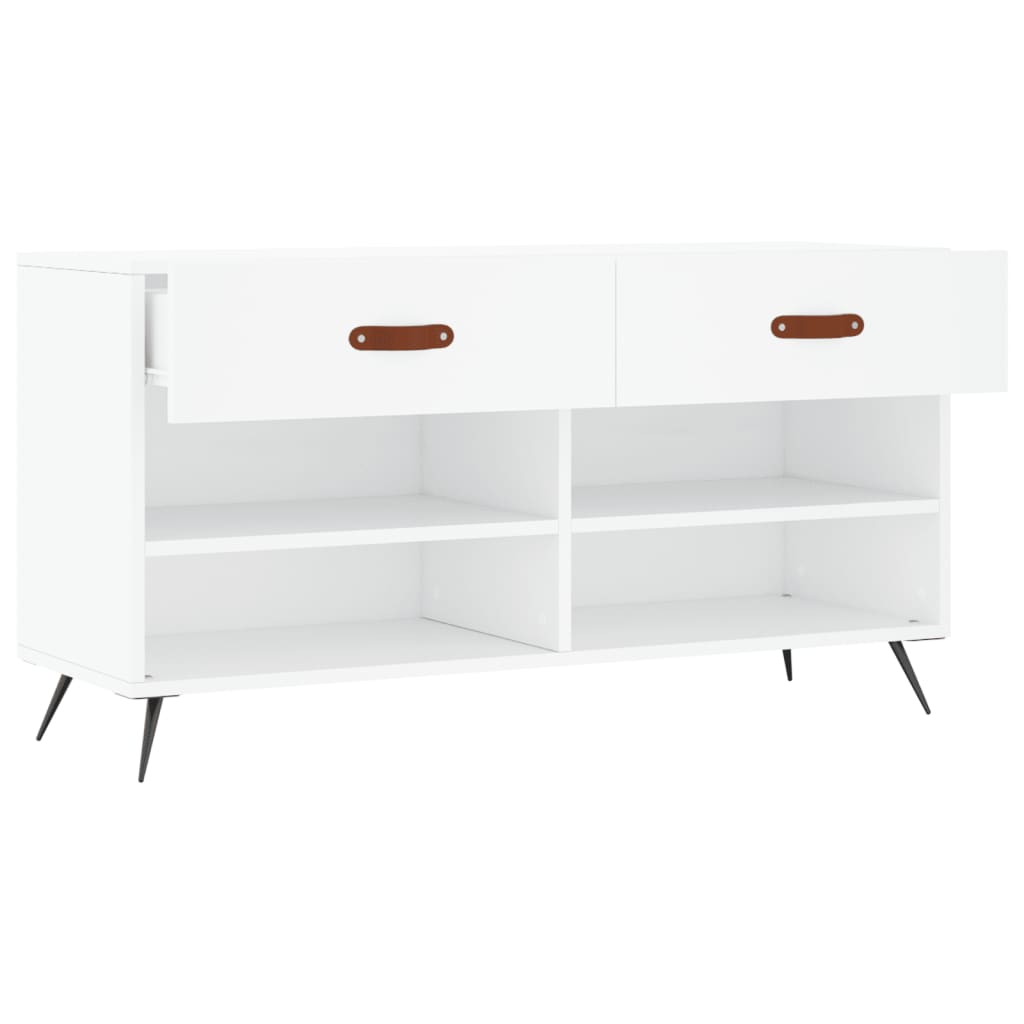 vidaXL Bancă de pantofi, alb, 102x35x55 cm, lemn prelucrat vidaXL Bancă de pantofi, alb, 102x35x55 cm, lemn prelucrat