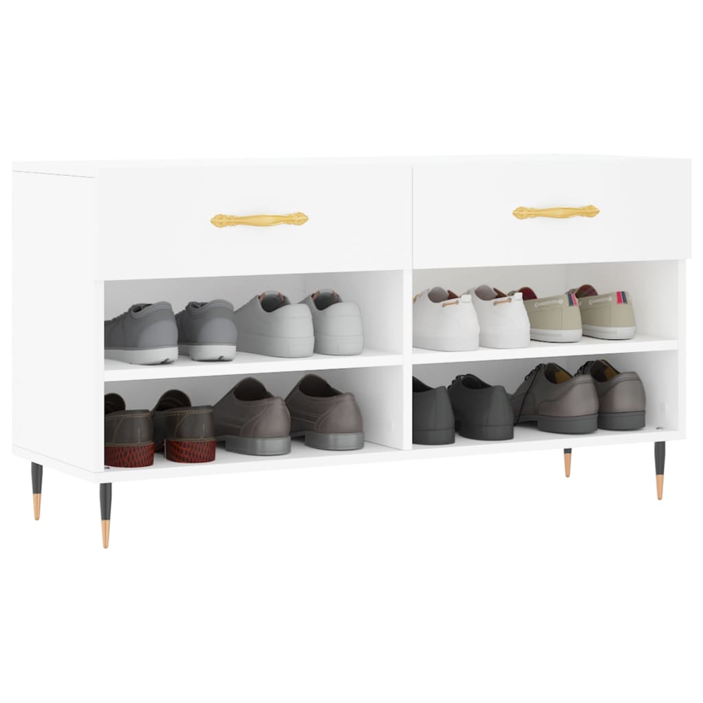 vidaXL Bancă de pantofi, alb, 102x35x55 cm, lemn prelucrat vidaXL Bancă de pantofi, alb, 102x35x55 cm, lemn prelucrat
