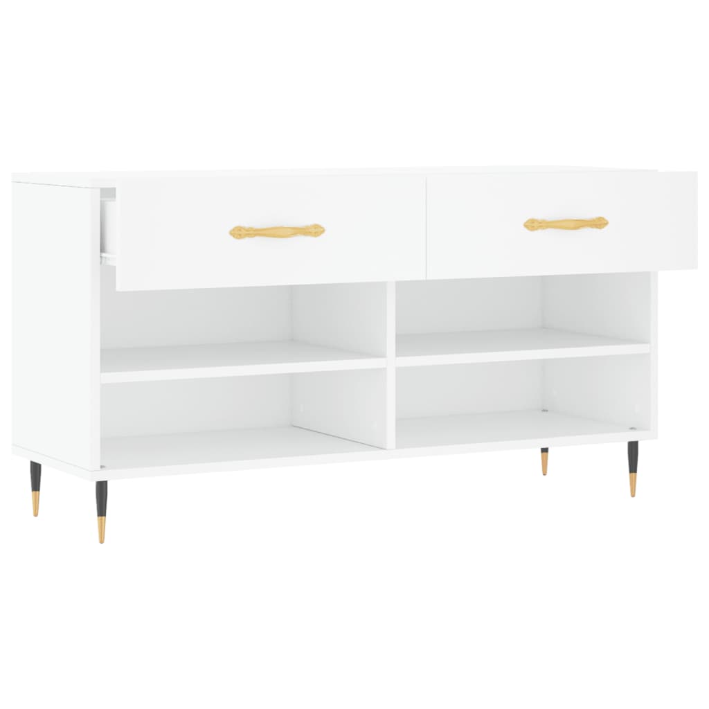 vidaXL Bancă de pantofi, alb, 102x35x55 cm, lemn prelucrat vidaXL Bancă de pantofi, alb, 102x35x55 cm, lemn prelucrat