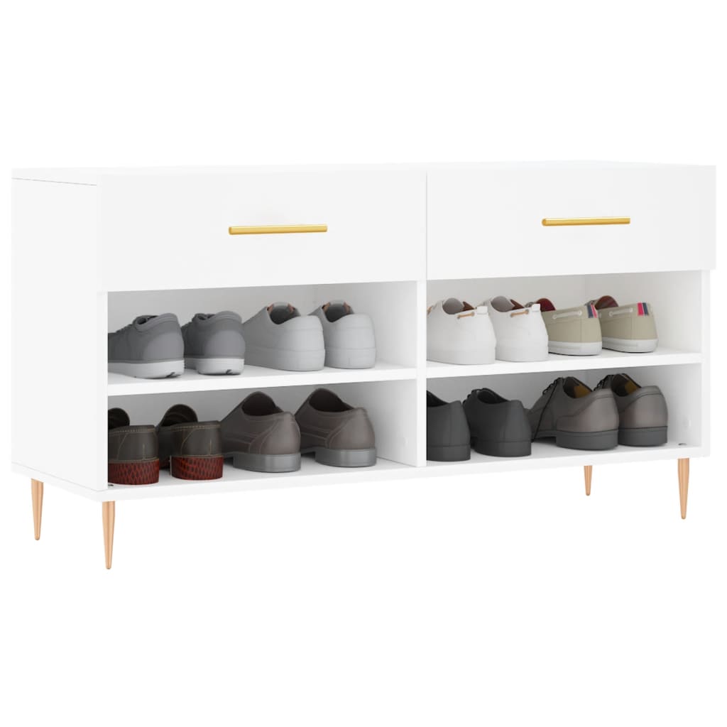 vidaXL Bancă de pantofi, alb, 102x35x55 cm, lemn prelucrat vidaXL Bancă de pantofi, alb, 102x35x55 cm, lemn prelucrat