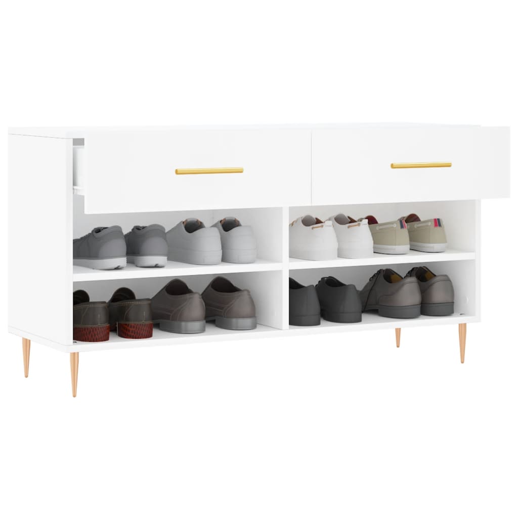 vidaXL Bancă de pantofi, alb, 102x35x55 cm, lemn prelucrat vidaXL Bancă de pantofi, alb, 102x35x55 cm, lemn prelucrat