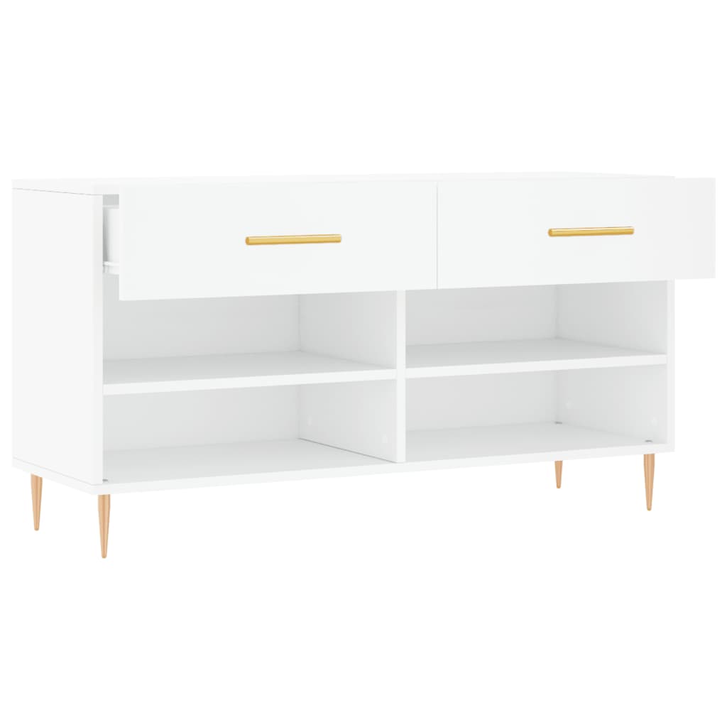 vidaXL Bancă de pantofi, alb, 102x35x55 cm, lemn prelucrat vidaXL Bancă de pantofi, alb, 102x35x55 cm, lemn prelucrat