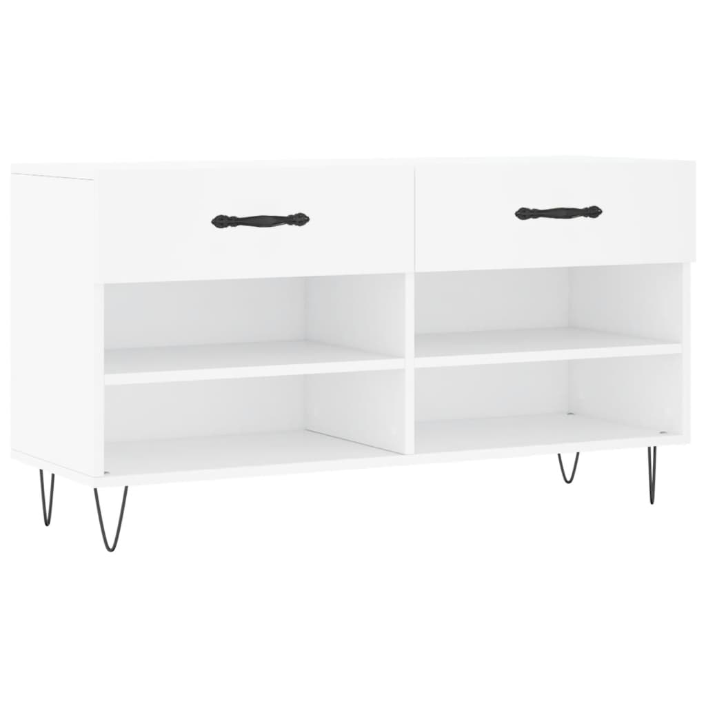 vidaXL Bancă de pantofi, alb, 102x35x55 cm, lemn prelucrat vidaXL Bancă de pantofi, alb, 102x35x55 cm, lemn prelucrat