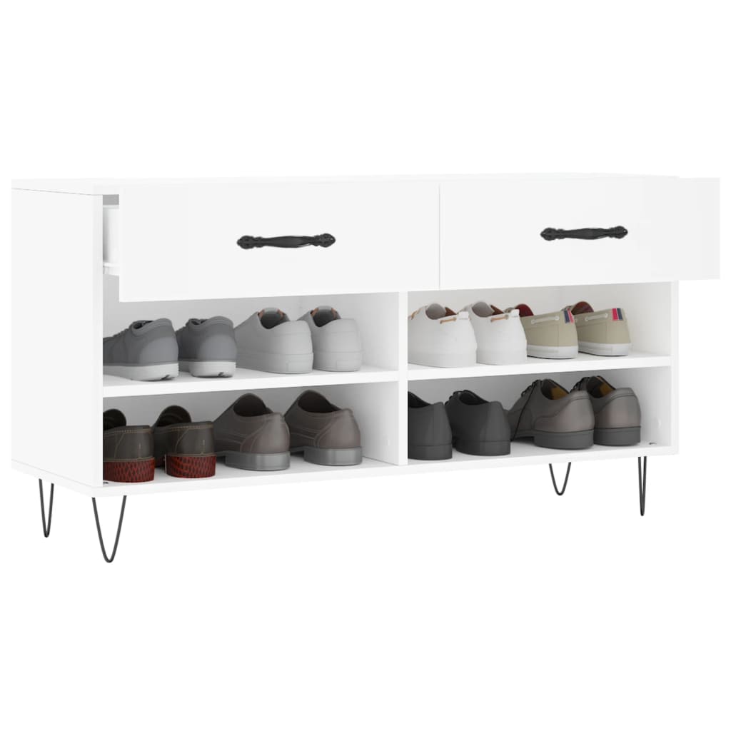 vidaXL Bancă de pantofi, alb, 102x35x55 cm, lemn prelucrat vidaXL Bancă de pantofi, alb, 102x35x55 cm, lemn prelucrat