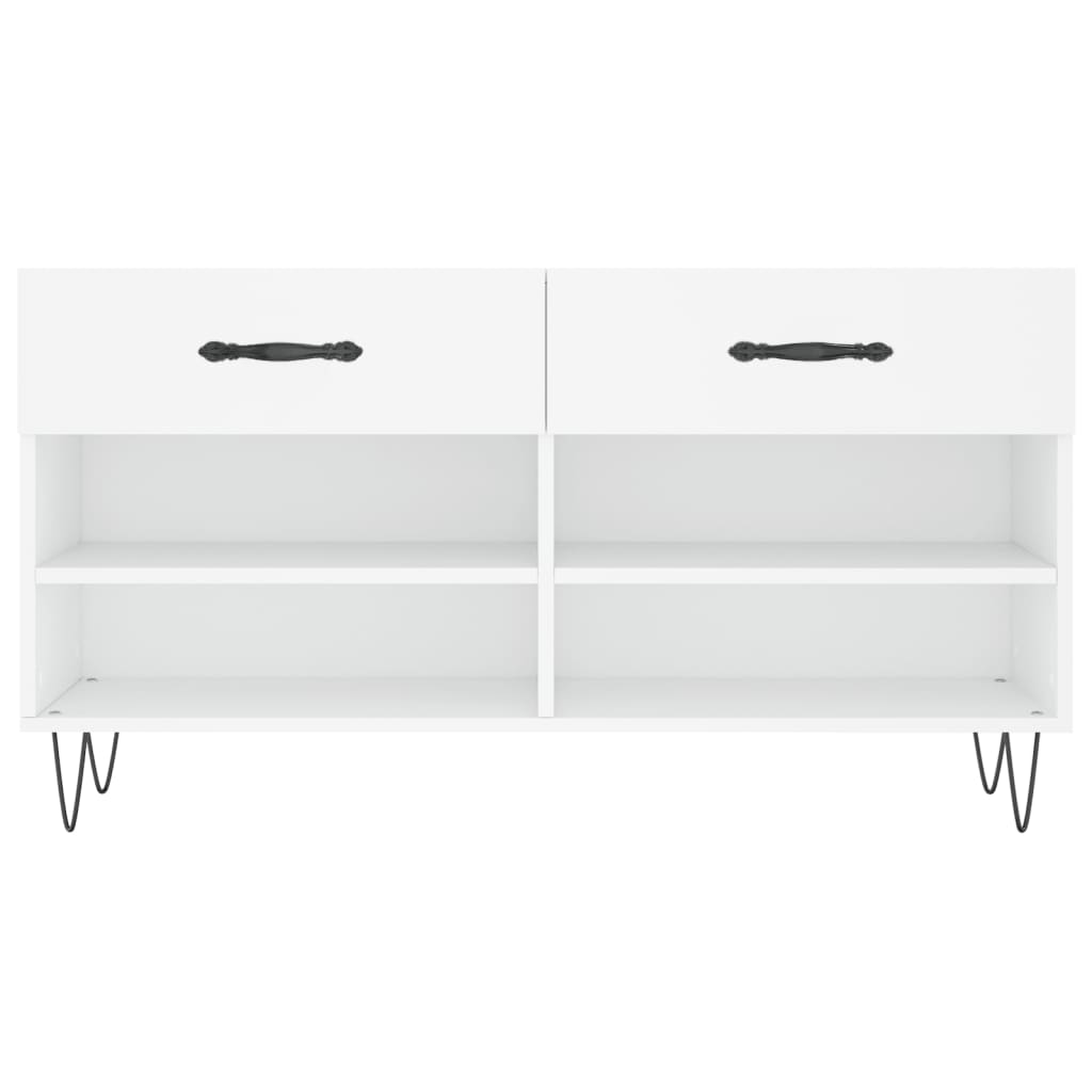 vidaXL Bancă de pantofi, alb, 102x35x55 cm, lemn prelucrat vidaXL Bancă de pantofi, alb, 102x35x55 cm, lemn prelucrat