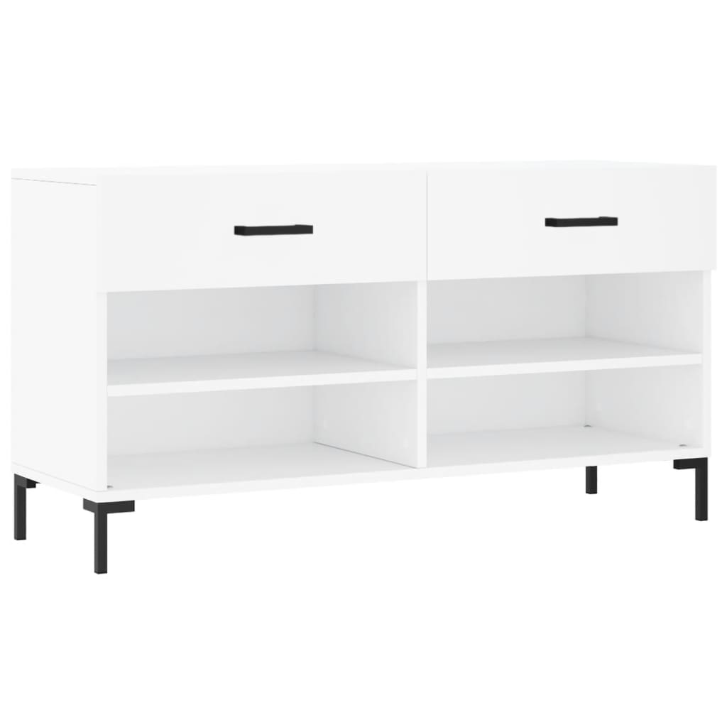 vidaXL Bancă de pantofi, alb, 102x35x55 cm, lemn prelucrat vidaXL Bancă de pantofi, alb, 102x35x55 cm, lemn prelucrat