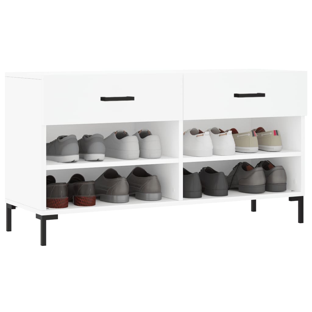 vidaXL Bancă de pantofi, alb, 102x35x55 cm, lemn prelucrat vidaXL Bancă de pantofi, alb, 102x35x55 cm, lemn prelucrat
