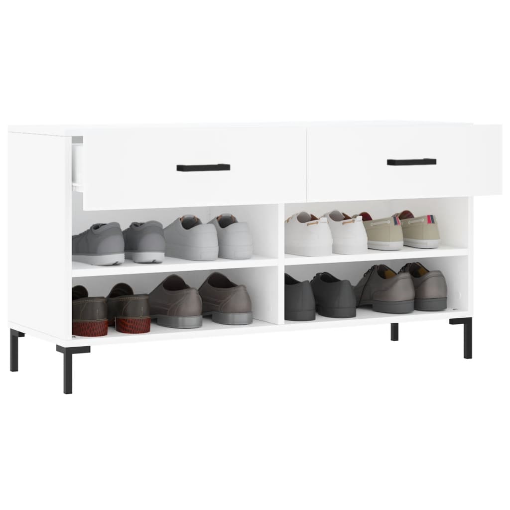 vidaXL Bancă de pantofi, alb, 102x35x55 cm, lemn prelucrat vidaXL Bancă de pantofi, alb, 102x35x55 cm, lemn prelucrat
