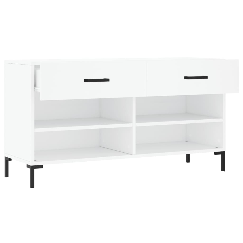 vidaXL Bancă de pantofi, alb, 102x35x55 cm, lemn prelucrat vidaXL Bancă de pantofi, alb, 102x35x55 cm, lemn prelucrat