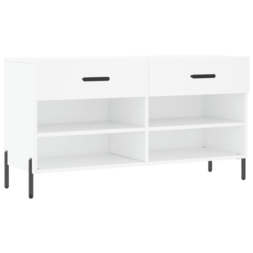 vidaXL Bancă de pantofi, alb, 102x35x55 cm, lemn prelucrat vidaXL Bancă de pantofi, alb, 102x35x55 cm, lemn prelucrat