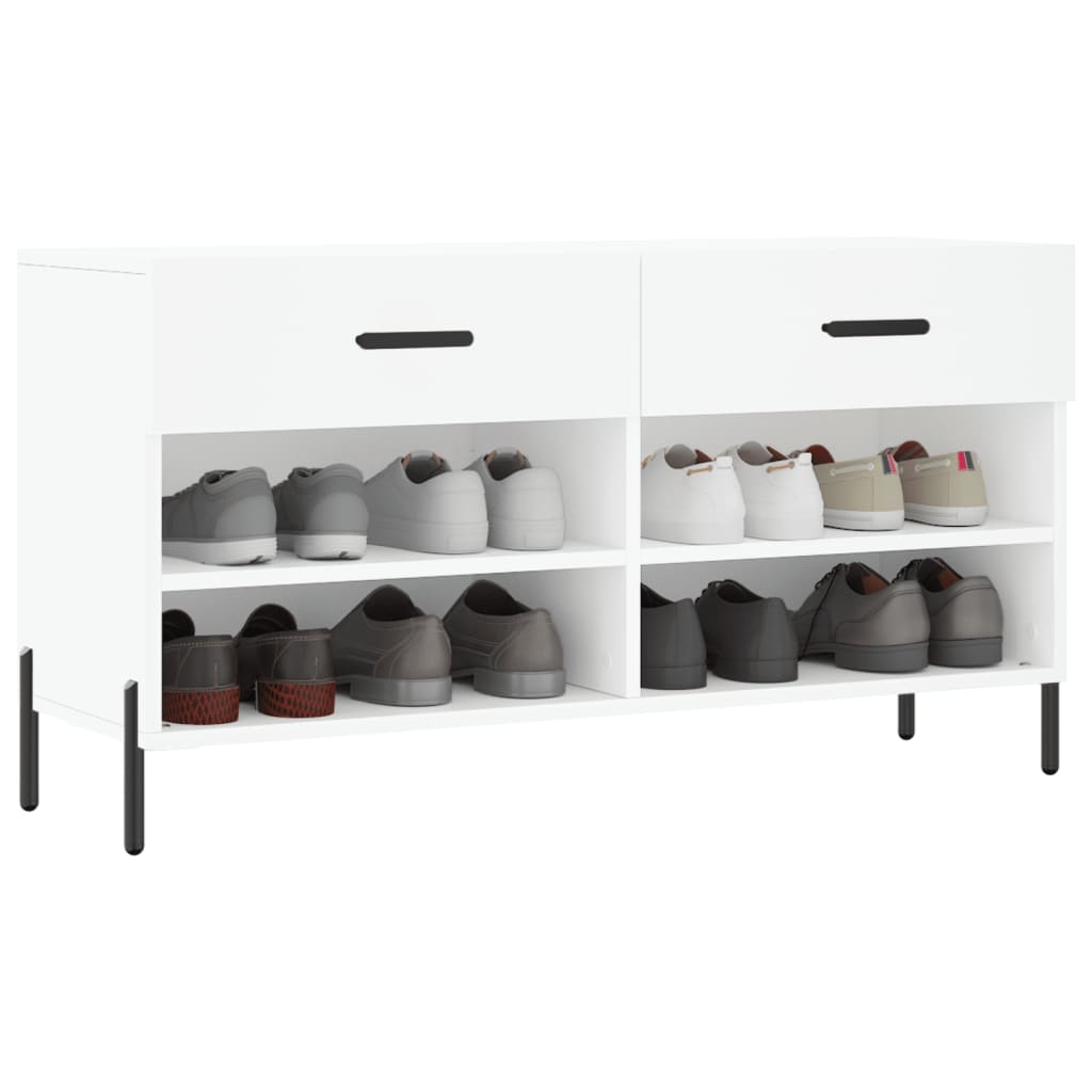 vidaXL Bancă de pantofi, alb, 102x35x55 cm, lemn prelucrat vidaXL Bancă de pantofi, alb, 102x35x55 cm, lemn prelucrat