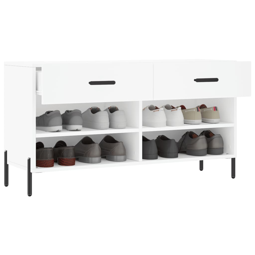 vidaXL Bancă de pantofi, alb, 102x35x55 cm, lemn prelucrat vidaXL Bancă de pantofi, alb, 102x35x55 cm, lemn prelucrat