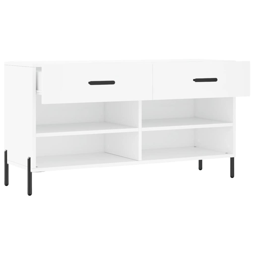 vidaXL Bancă de pantofi, alb, 102x35x55 cm, lemn prelucrat vidaXL Bancă de pantofi, alb, 102x35x55 cm, lemn prelucrat