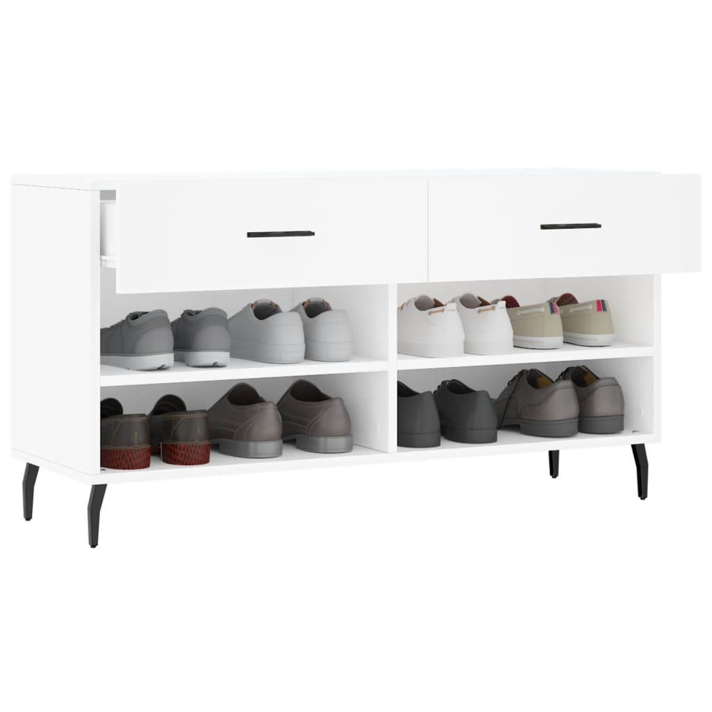 vidaXL Bancă de pantofi, alb, 102x35x55 cm, lemn prelucrat vidaXL Bancă de pantofi, alb, 102x35x55 cm, lemn prelucrat