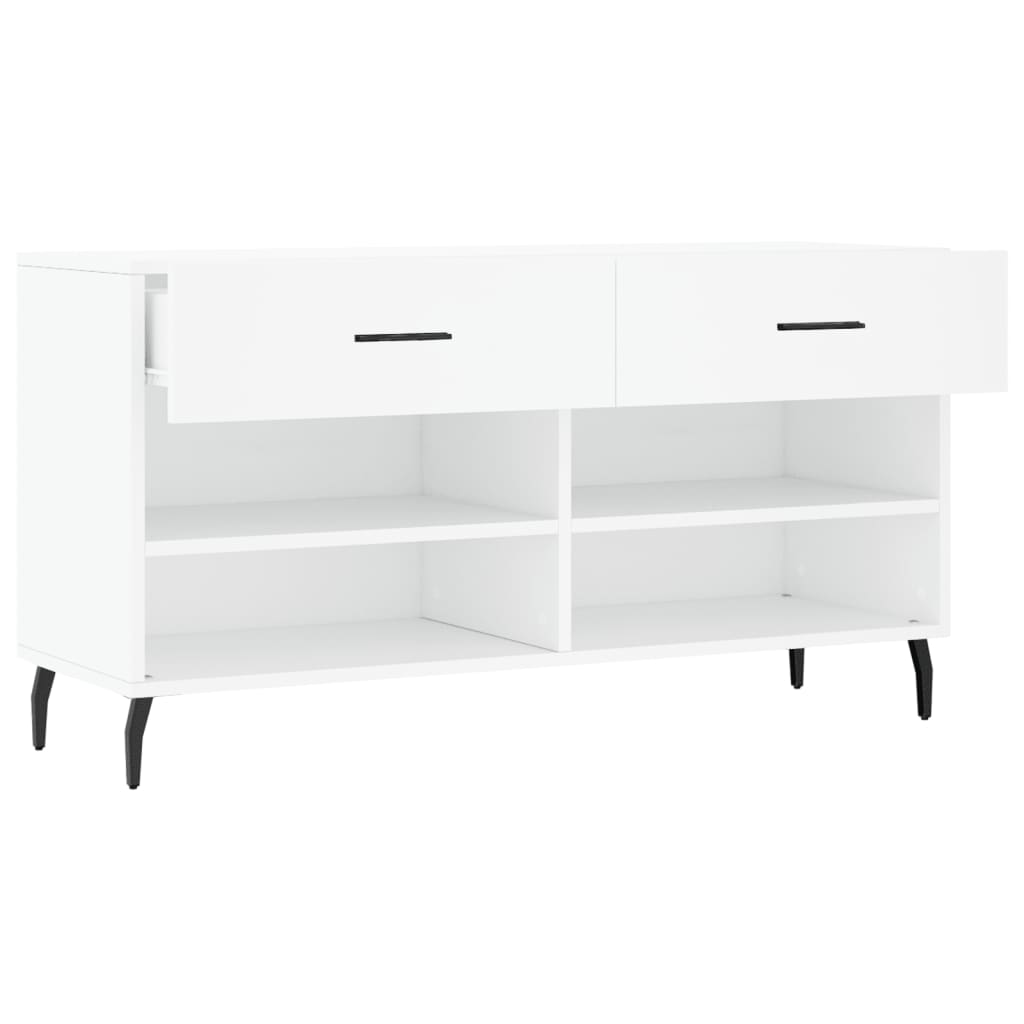 vidaXL Bancă de pantofi, alb, 102x35x55 cm, lemn prelucrat vidaXL Bancă de pantofi, alb, 102x35x55 cm, lemn prelucrat