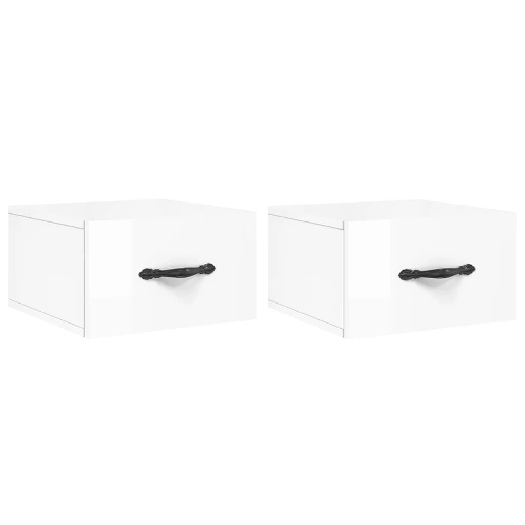 vidaXL Noptiere de perete, 2 buc., alb extralucios, 35x35x20 cm vidaXL Noptiere de perete, 2 buc., alb extralucios, 35x35x20 cm
