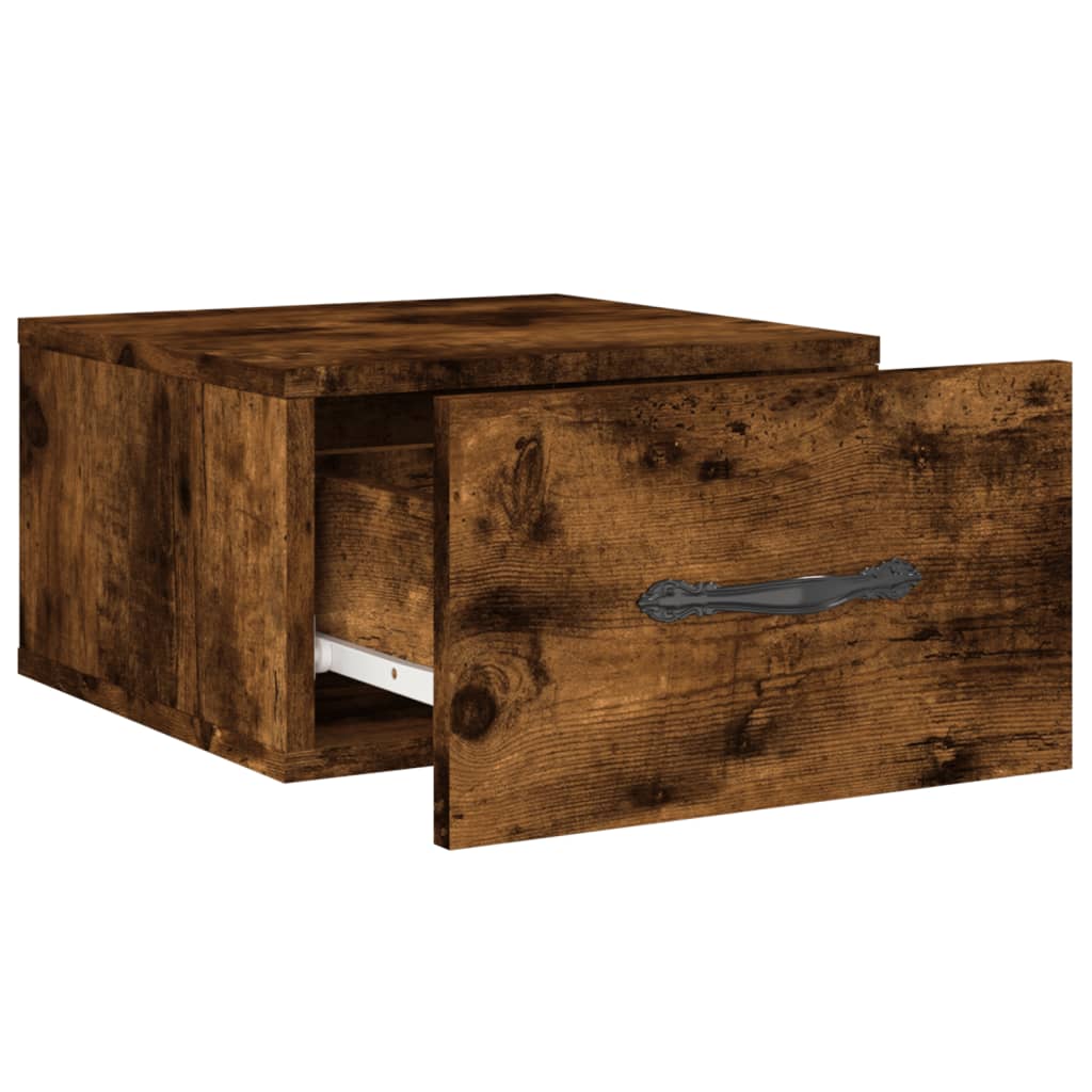 vidaXL Noptiere de perete, 2 buc., stejar afumat, 35x35x20 cm