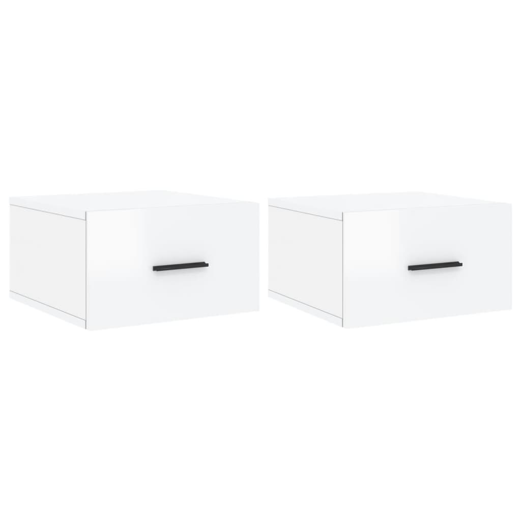 vidaXL Noptiere de perete, 2 buc., alb extralucios, 35x35x20 cm vidaXL Noptiere de perete, 2 buc., alb extralucios, 35x35x20 cm