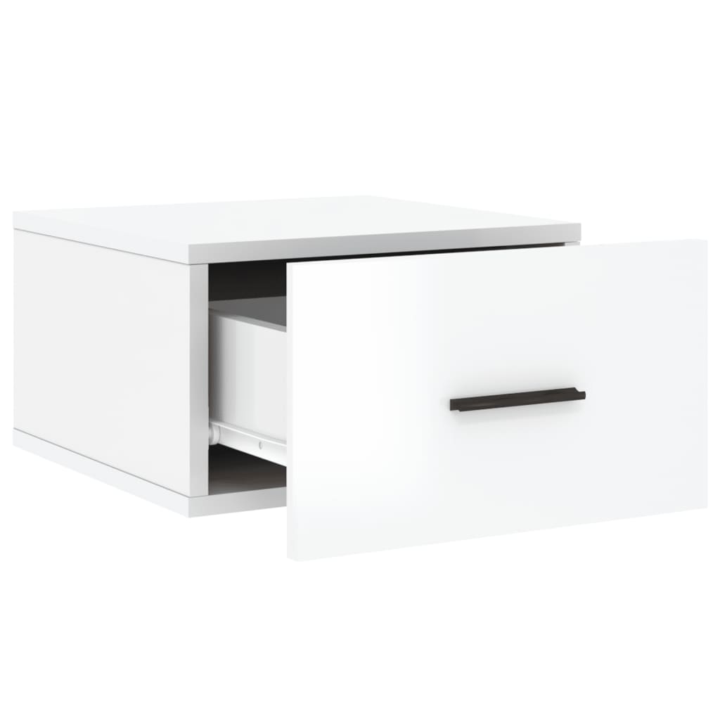 vidaXL Noptiere de perete, 2 buc., alb extralucios, 35x35x20 cm vidaXL Noptiere de perete, 2 buc., alb extralucios, 35x35x20 cm