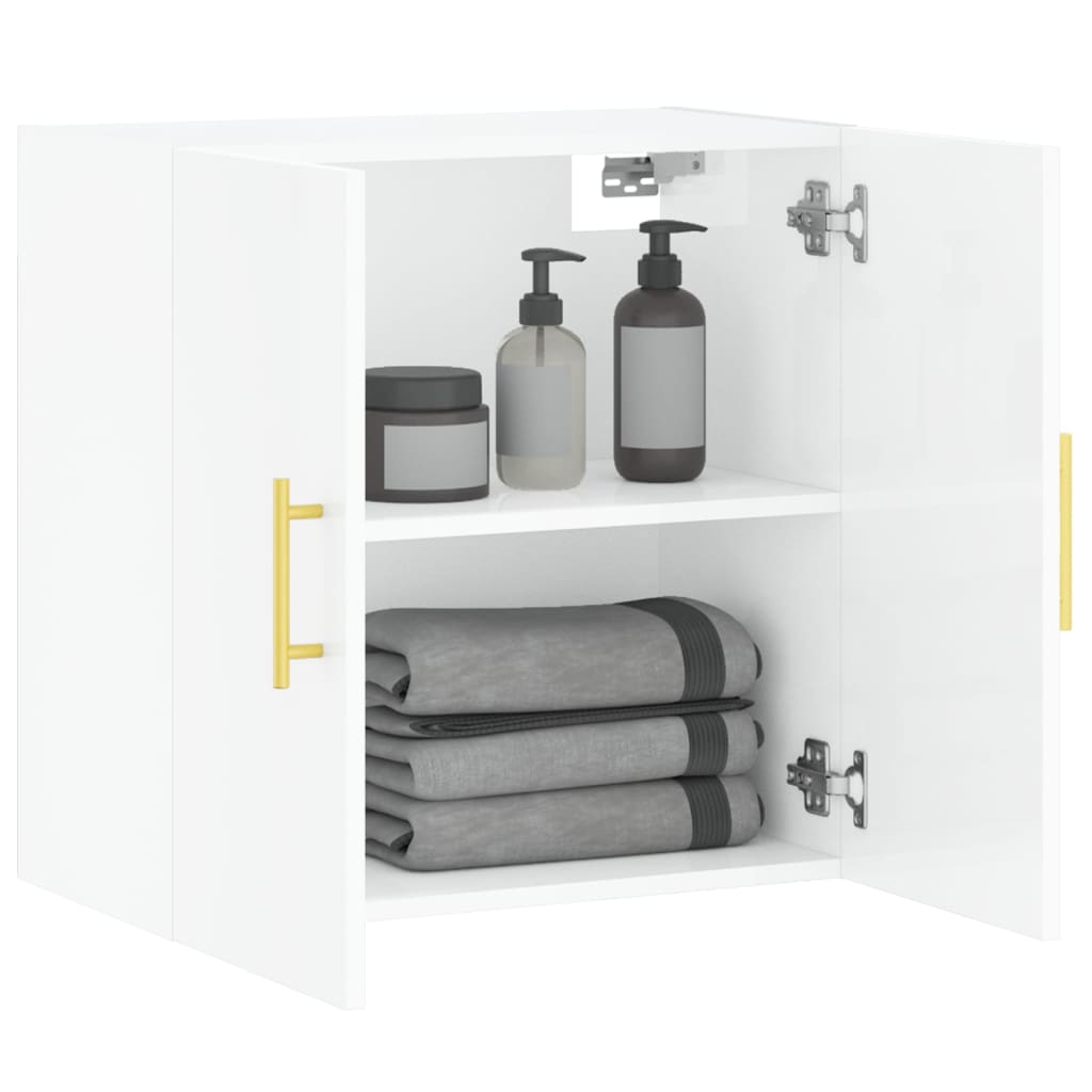vidaXL Dulap de perete, alb extralucios, 60x31x60 cm, lemn compozit vidaXL Dulap de perete, alb extralucios, 60x31x60 cm, lemn compozit