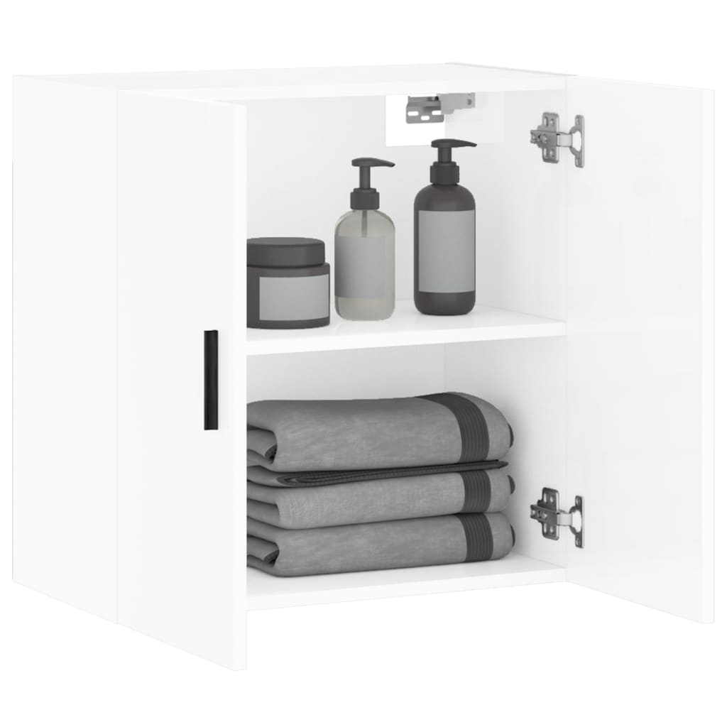 vidaXL Dulap de perete, alb extralucios, 60x31x60 cm, lemn compozit vidaXL Dulap de perete, alb extralucios, 60x31x60 cm, lemn compozit