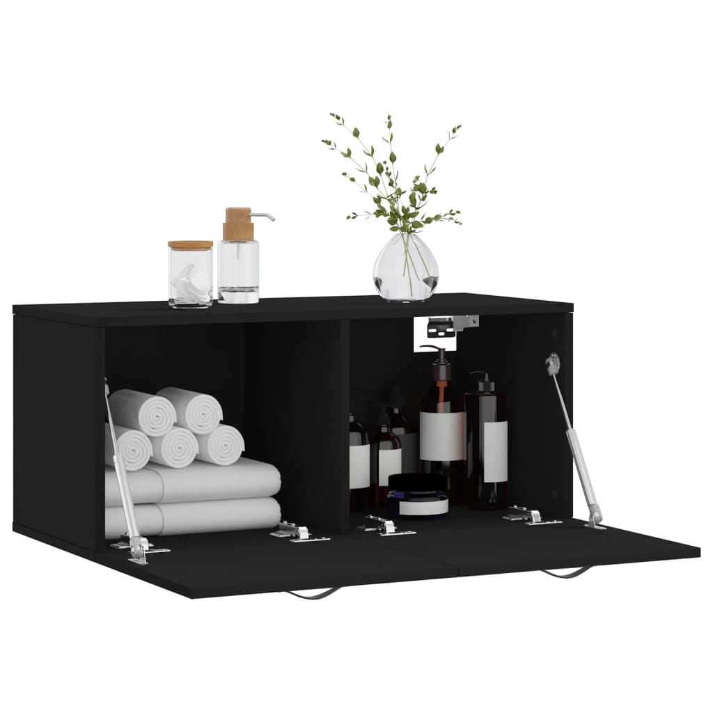 vidaXL Dulap de perete, negru, 80x36,5x35 cm, lemn compozit