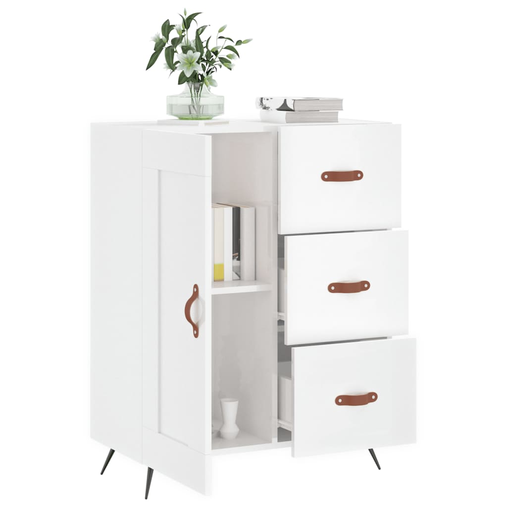 vidaXL Servantă, alb extralucios, 69,5x34x90 cm, lemn compozit vidaXL Servantă, alb extralucios, 69,5x34x90 cm, lemn compozit