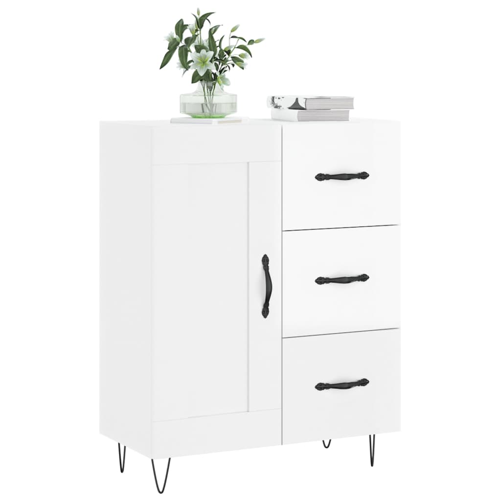vidaXL Servantă, alb extralucios, 69,5x34x90 cm, lemn compozit vidaXL Servantă, alb extralucios, 69,5x34x90 cm, lemn compozit