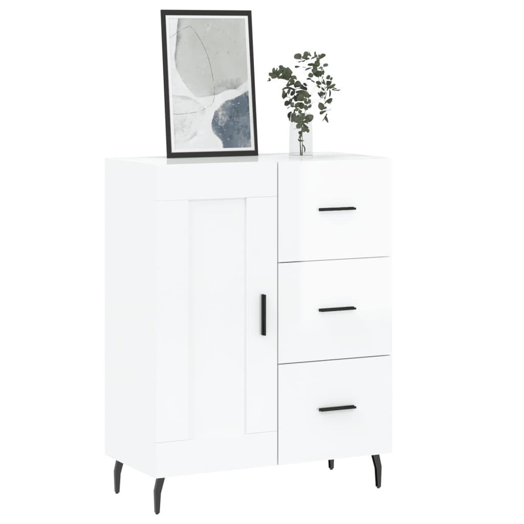 vidaXL Servantă, alb extralucios, 69,5x34x90 cm, lemn compozit