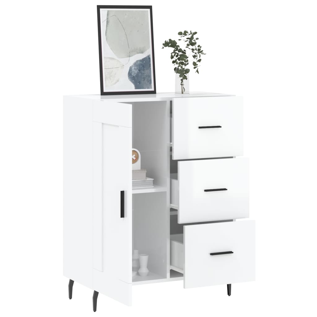 vidaXL Servantă, alb extralucios, 69,5x34x90 cm, lemn compozit