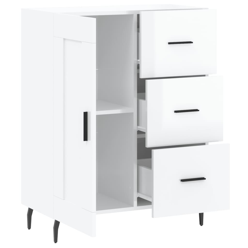 vidaXL Servantă, alb extralucios, 69,5x34x90 cm, lemn compozit
