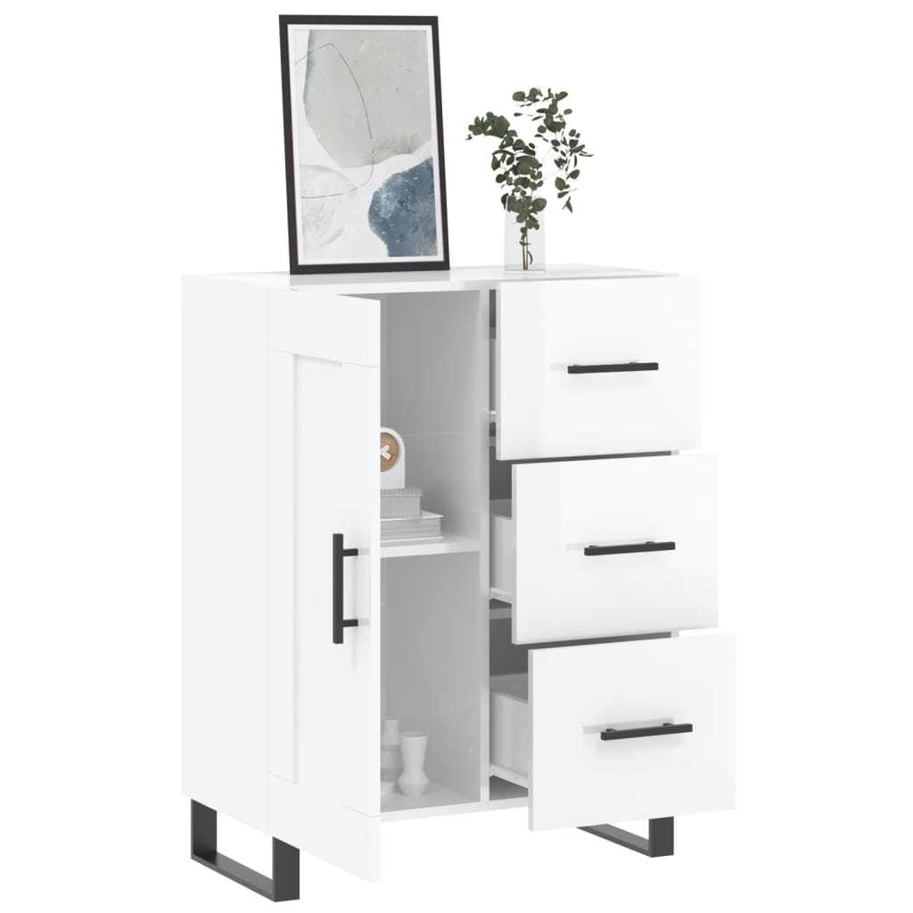 vidaXL Servantă, alb extralucios, 69,5x34x90 cm, lemn compozit vidaXL Servantă, alb extralucios, 69,5x34x90 cm, lemn compozit