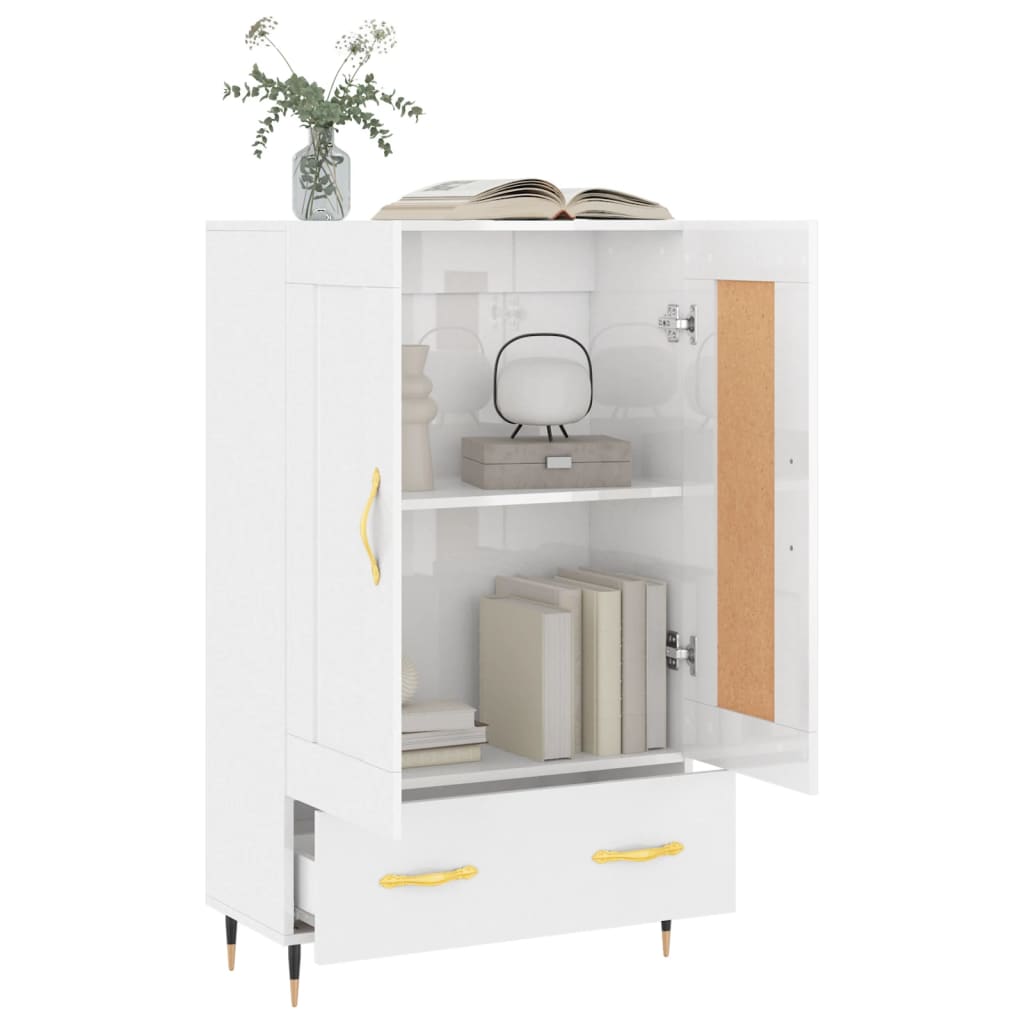 vidaXL Dulap înalt, alb extralucios, 69,5x31x115 cm, lemn prelucrat vidaXL Dulap înalt, alb extralucios, 69,5x31x115 cm, lemn prelucrat