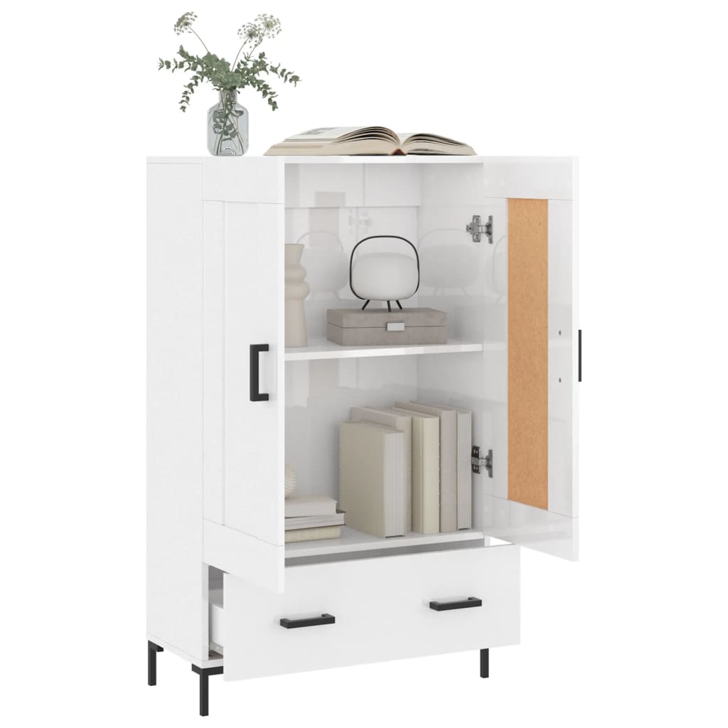 vidaXL Dulap înalt, alb extralucios, 69,5x31x115 cm, lemn prelucrat vidaXL Dulap înalt, alb extralucios, 69,5x31x115 cm, lemn prelucrat