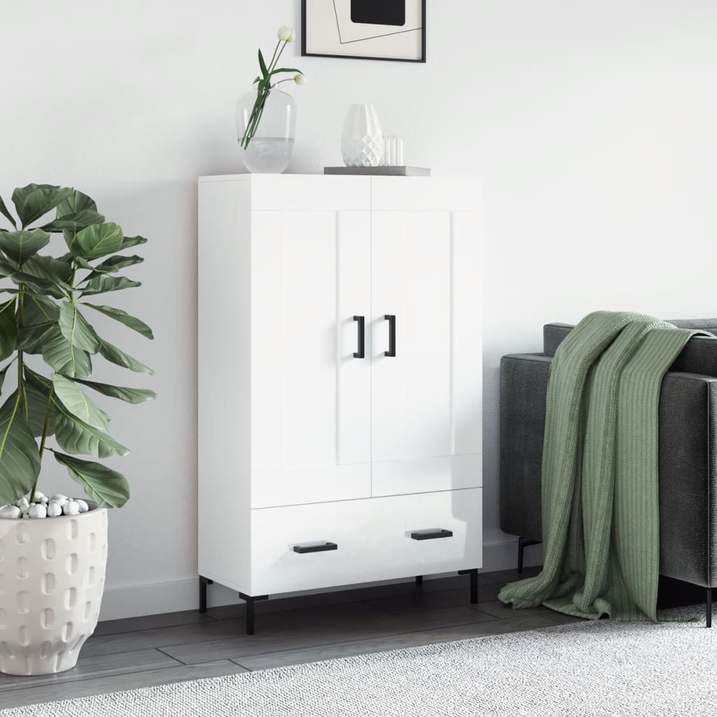 vidaXL Dulap înalt, alb extralucios, 69,5x31x115 cm, lemn prelucrat vidaXL Dulap înalt, alb extralucios, 69,5x31x115 cm, lemn prelucrat