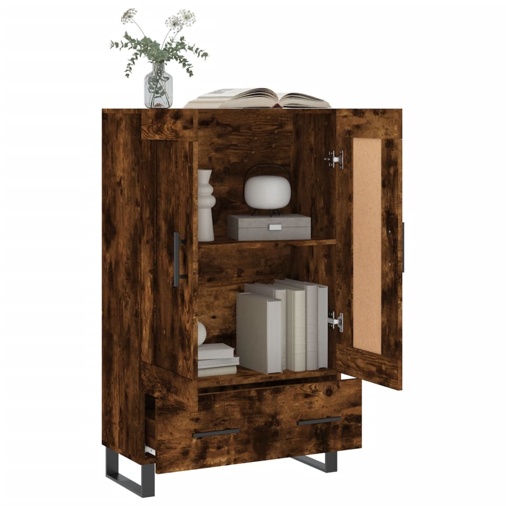 vidaXL Dulap înalt, stejar afumat, 69,5x31x115 cm, lemn prelucrat