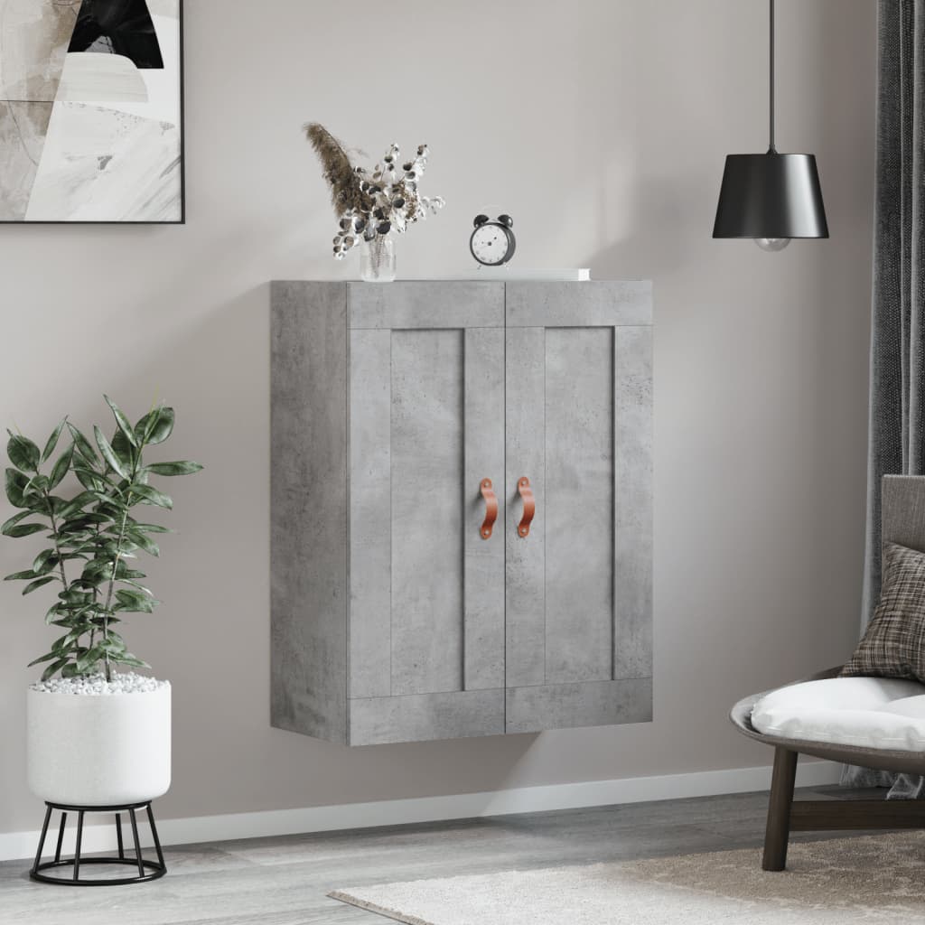 vidaXL Dulap pe perete, gri beton, 69,5x34x90 cm, lemn prelucrat